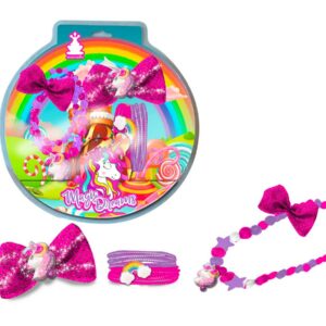 SET ACCESSORI CAPELLI E COLLANA UNICORNO